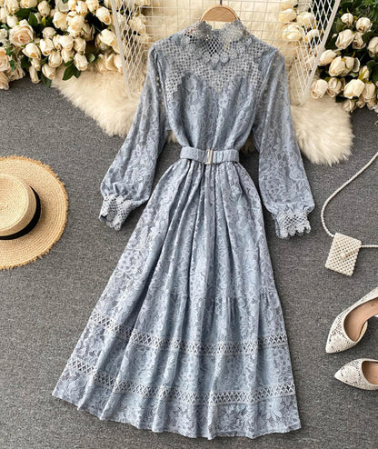 Elegant O-neck Lace Long Sleeve Dress P316 – PreppyDress