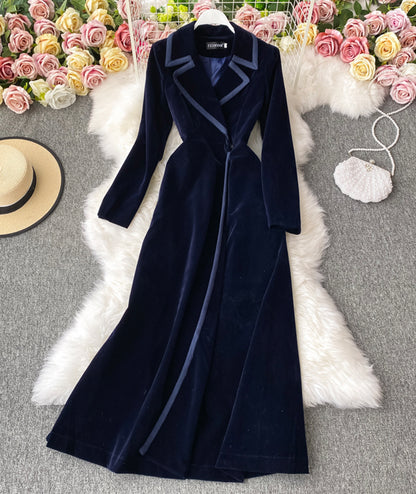 Elegant Velvet Long Coat Dress P300 – PreppyDress