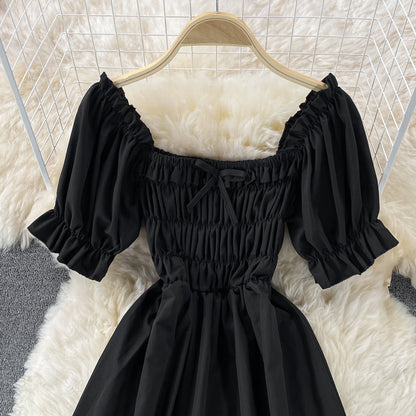 Niedliches A-Linien-Kleid mit Puffärmeln P310