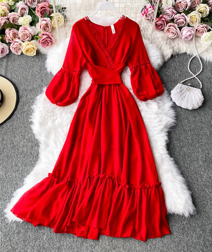 Rotes A-Linien Chiffonkleid Mädchenkleid P293