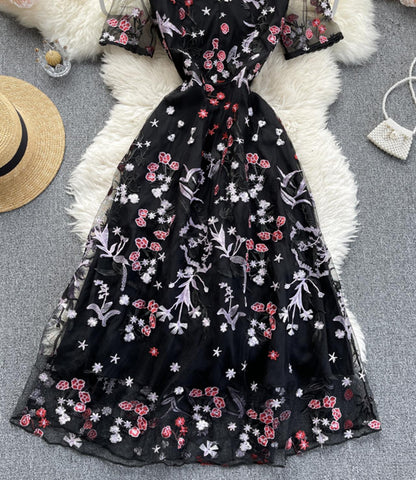 Schwarzes A-Linien-Spitzen-Minikleid Modisches Kleid P299