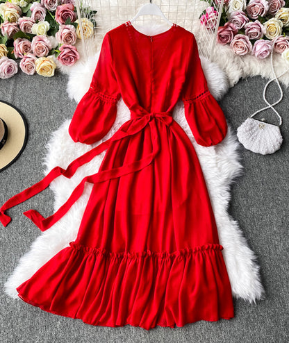 Rotes A-Linien Chiffonkleid Mädchenkleid P293