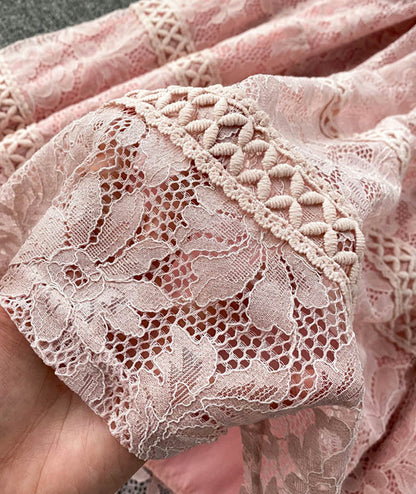 Elegantes O-Ausschnitt Spitzenkleid mit langen Ärmeln P316