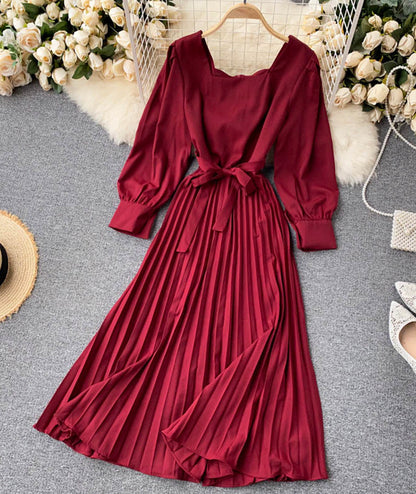 Einfaches A-Linien-Kleid mit langen Ärmeln P294