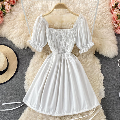 Niedliches A-Linien-Kleid mit Puffärmeln P310