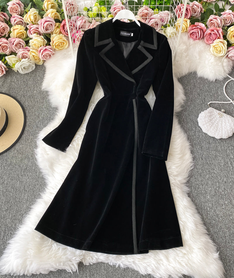 Elegant Velvet Long Coat Dress P300 – PreppyDress