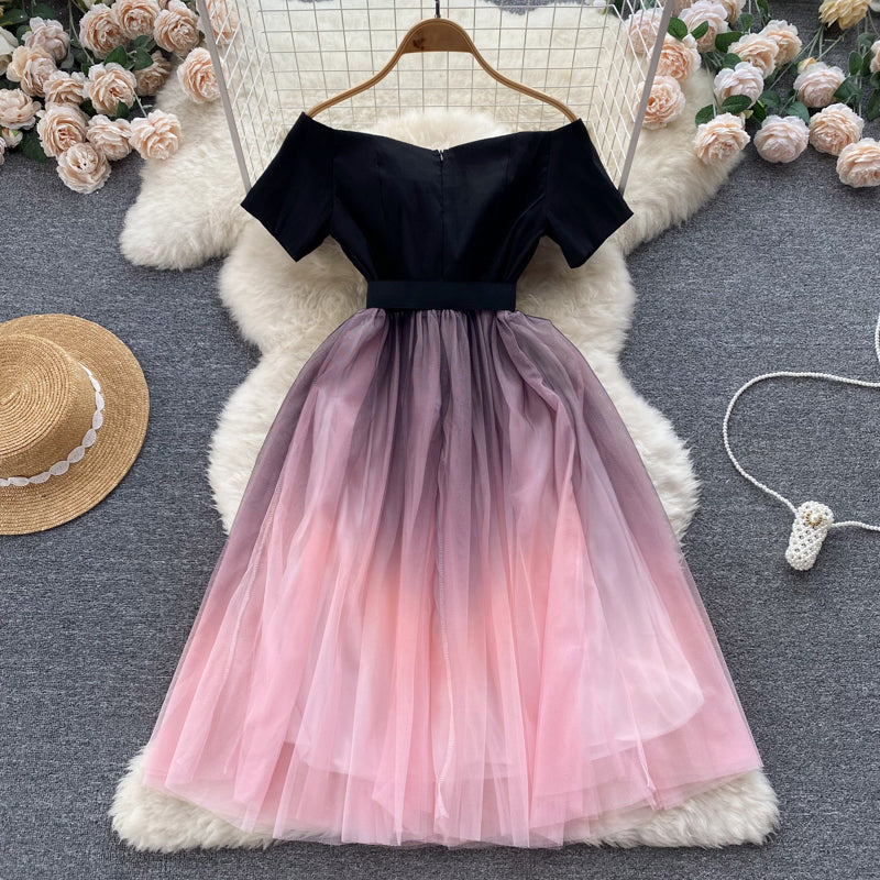 Black And Pink Tulle Short A Line Dress Fashion Dress P291 – PreppyDress