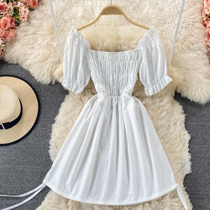 Niedliches A-Linien-Kleid mit Puffärmeln P310