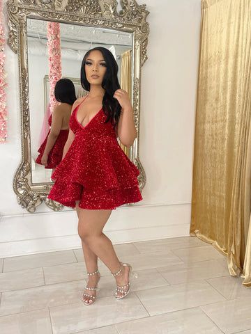 Sexy 17th Birthday Dresses Burgundy Sequin Birthday Outfits P325