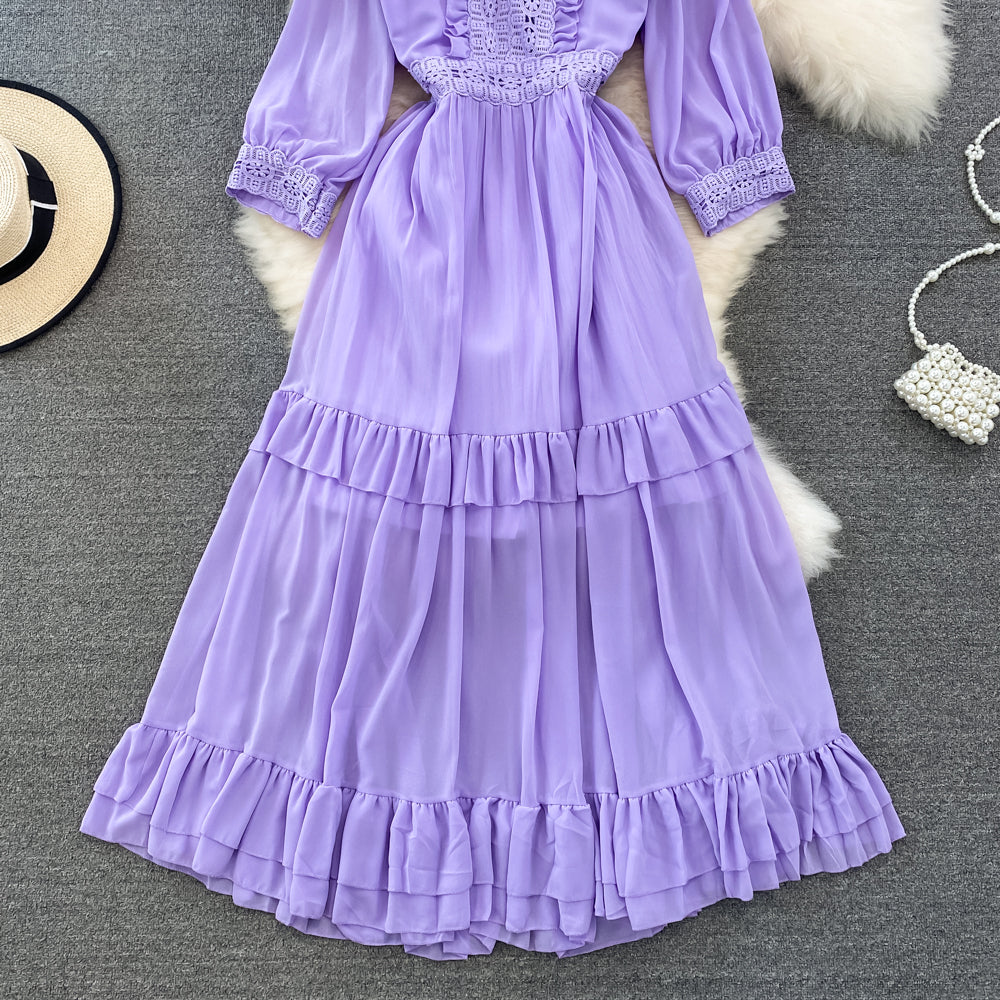Cute A-line Chiffon Dresses, V-neck 1/2 Sleeve Fashion Dresses P287