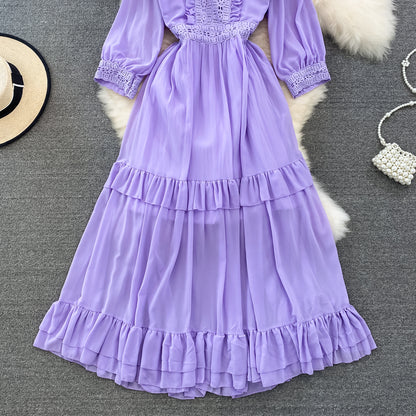 Cute A-line Chiffon Dresses, V-neck 1/2 Sleeve Fashion Dresses P287