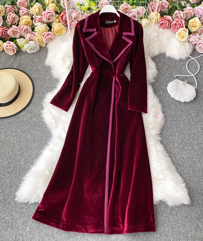 Elegant Velvet Long Coat Dress P300 – PreppyDress