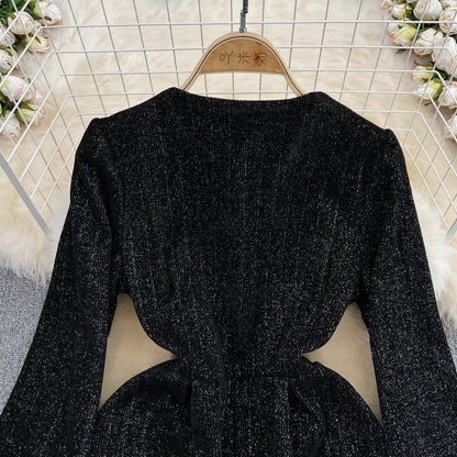 Black A-line Long Sleeve Dress, Black Fashion Dress P289 – PreppyDress