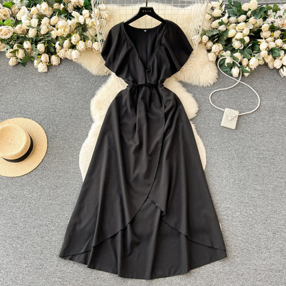 Süßes V-Ausschnitt-Kleid, A-Linien-Modekleid P262