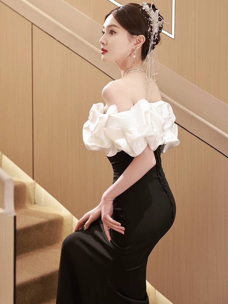 Mermaid One Shoulder Black Prom Dress main image 0
