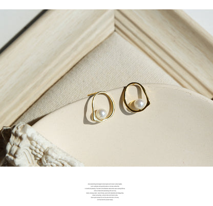 Boucles d'oreilles clous minimalistes en perles pour femme, en argent sterling, polyvalentes pour le quotidien, petites boucles d'oreilles pendantes professionnelles et élégantes e002