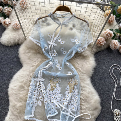 Sexy kurzärmeliges, eng anliegendes Sommerkleid für Damen P088