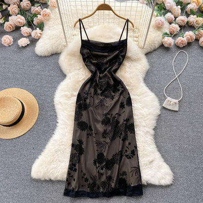 Enges, schwarzes Spitzenkleid für Damen, Sommer-Urlaubskleid P223