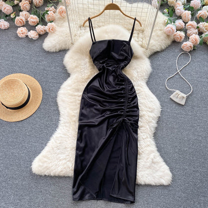 Robe d'été moulante pour femme à fines bretelles sexy P135