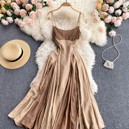 Sexy Spaghetti-Träger-Sommerkleid Damen Holiday-Kleid P166