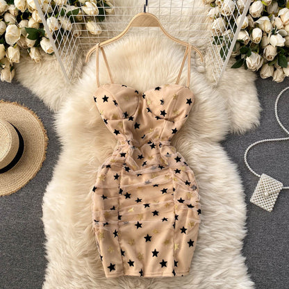 Sexy Trägertops Sommer Kurzes Sternenkleid Damen Strandkleid P181