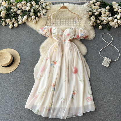 Sexy Spaghettiträger Blumenkleid Damen Urlaubskleid P195
