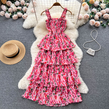 Süßes Träger Sommer Blumenkleid Heißes Damenkleid P153