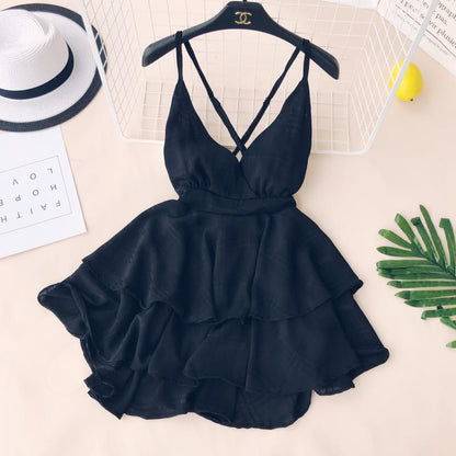 Sexy Träger Sommer Kurzes Kleid Damen Urlaubskleid P164