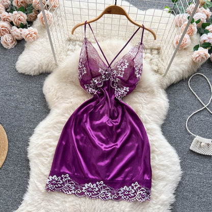 Sexy rückenfreies Spitzenkleid Sommer Frauen Urlaubskleid P225