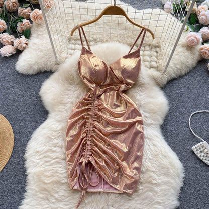 Sexy Spaghettiträger Rüschenkleid Enges Damenkleid für den Urlaub P210