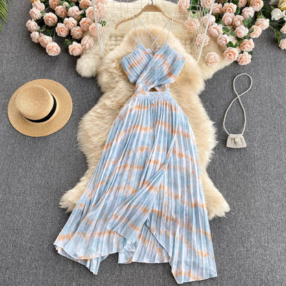 Sexy Spaghettiträger Sommer Rückenfreies Kleid Heißes Damenkleid P154