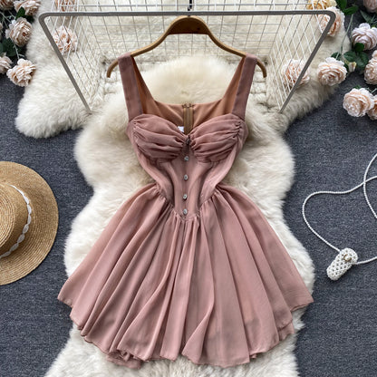 Sexy asymmetrisches Träger-Minikleid für Damen P132