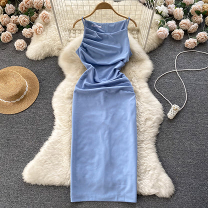 Sexy Seidensatin-Kleid Sommer Damen Holiday-Kleid P221