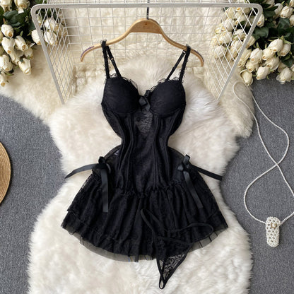 Sexy Spaghetti Straps Short Lace Black Dress Women Holiday Dress P235 – PreppyDress
