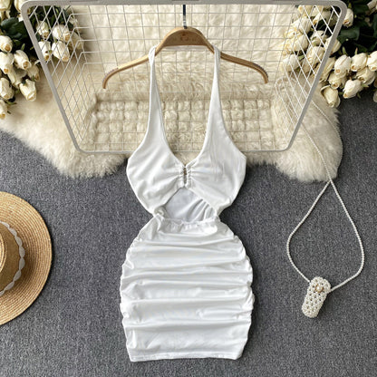 Sexy Enges Ärmelloses Schwarzes Kurzes Sommerkleid P244