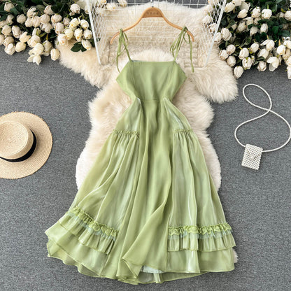 Süßes ärmelloses, rückenfreies mintgrünes Sommerkleid in A-Linie P242