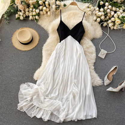 Sexy Spaghettiträger Rückenfreies Sommerkleid Damen Weißes Urlaubskleid P161