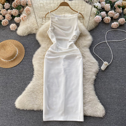 Sexy Seidensatin-Kleid Sommer Damen Holiday-Kleid P221