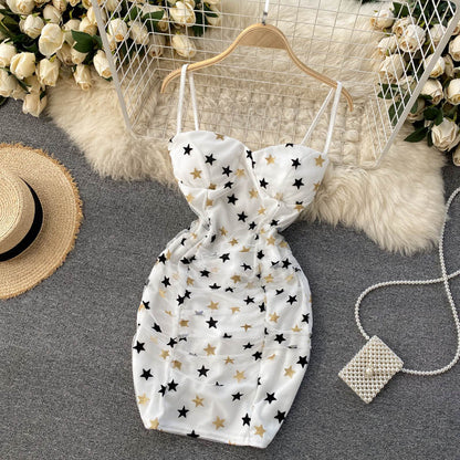 Sexy Trägertops Sommer Kurzes Sternenkleid Damen Strandkleid P181