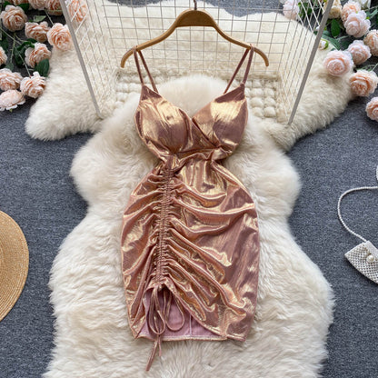Sexy Spaghettiträger Rüschenkleid Enges Damenkleid für den Urlaub P210