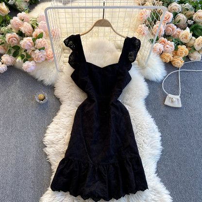 Sexy Träger Rüschen Spitzenkleid Damen Urlaubskleid P207