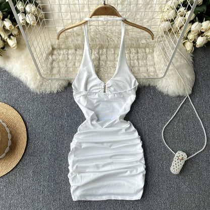 Sexy Enges Ärmelloses Schwarzes Kurzes Sommerkleid P244