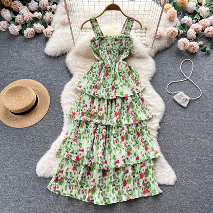 Süßes Träger Sommer Blumenkleid Heißes Damenkleid P153