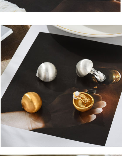 Classic Thick Gold Chubby Huggie Hoop Earrings, Gold Filled Hoop Earring, Basic Statement Earrings Silver Needle Metal Matte Earring E017