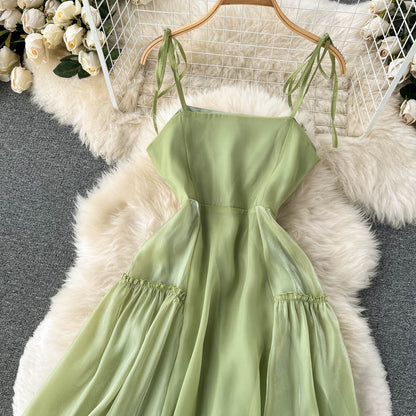 Süßes ärmelloses, rückenfreies mintgrünes Sommerkleid in A-Linie P242