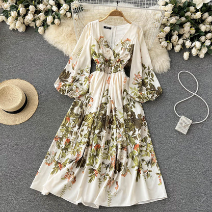 einfaches langärmeliges Sommerkleid für Damen P118