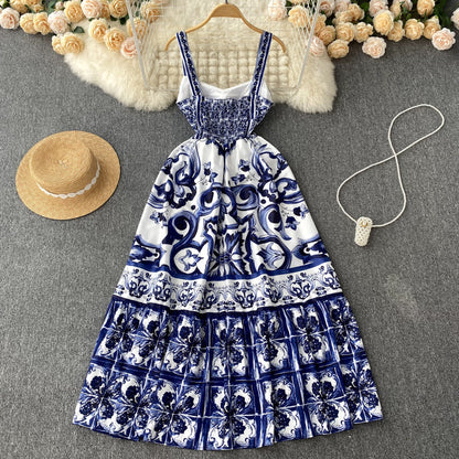 Robe bohème d'été sexy à fines bretelles pour femmes P134