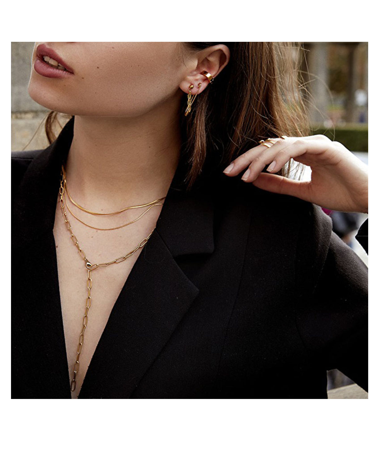 Dainty Snake Double layer Choker,Snake Chain Necklace,Herringbone Necklace,Gold Double Chain,Omega Chain Necklace,Thin Chain Necklace E020