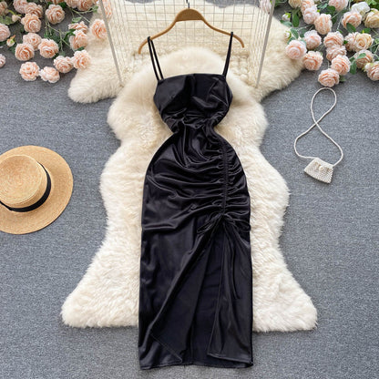 Robe d'été moulante pour femme à fines bretelles sexy P135