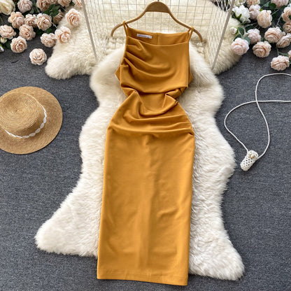 Sexy Seidensatin-Kleid Sommer Damen Holiday-Kleid P221
